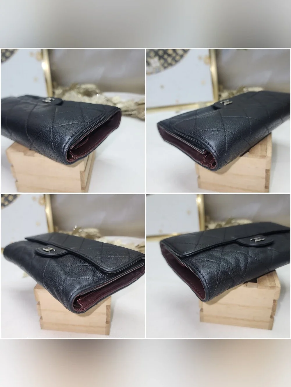 Chanel Caviar Leather Flap Card Wallet W/Dustbag COA & Unbranded Chain AUTHENTIC